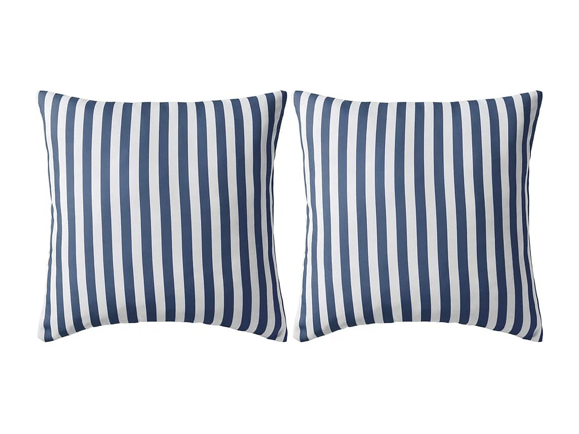 Conjunto de almofadas de exterior com 2 riscas estampadas 45 x 45 cm Azul