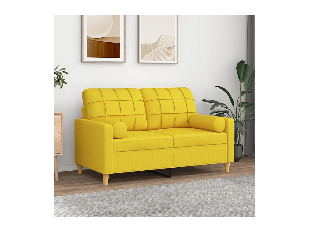 Coussins décoratifs lot de 2 Jaune clair Ø15x50 cm Tissu