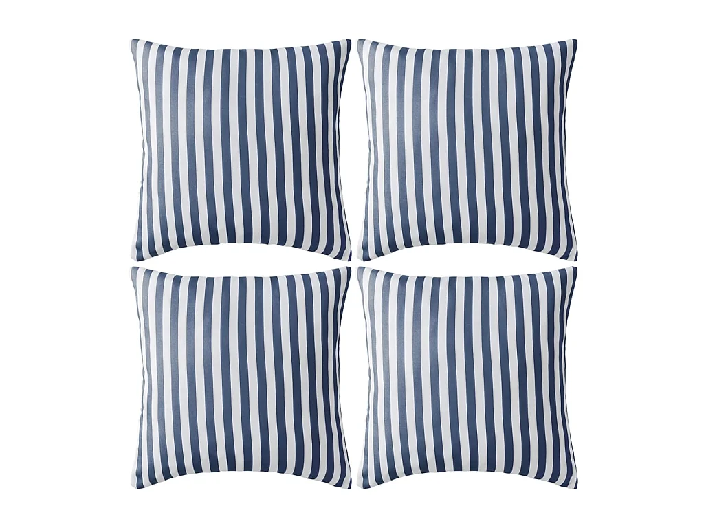 Oreiller d'extérieur lot de 4 Impression rayure 45 x 45 cm Bleu