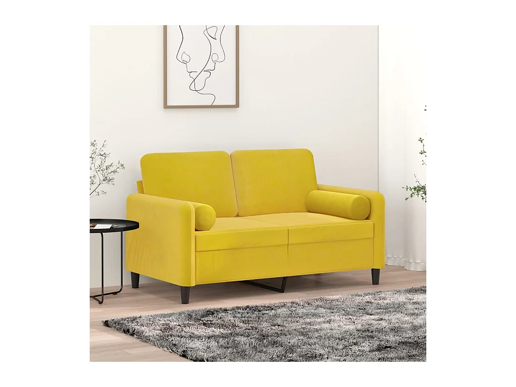 Coussins décoratifs lot de 2 Jaune Ø15x50 cm Velours