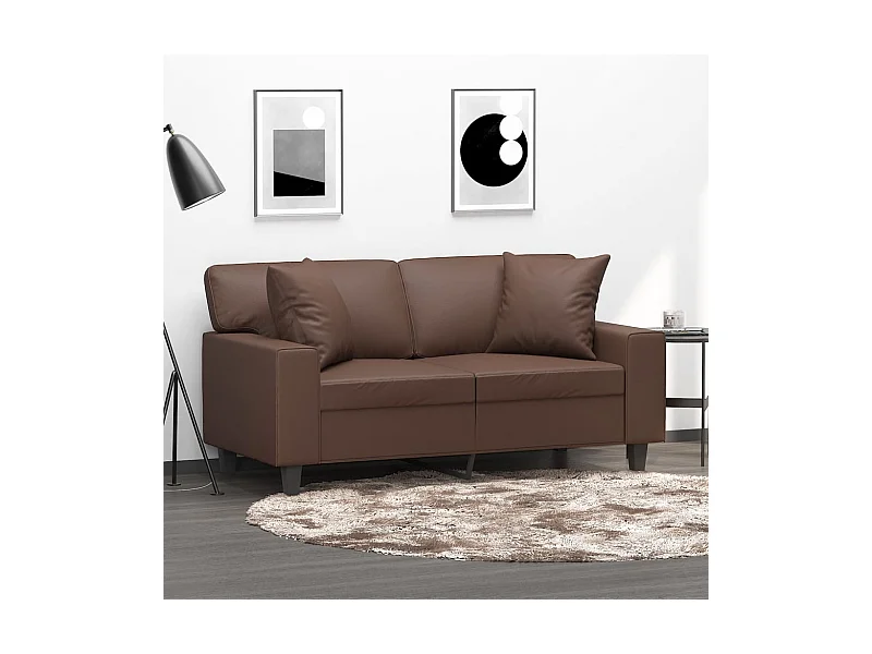 Dekokissen 2er Set Braun 40x40 cm Kunstleder