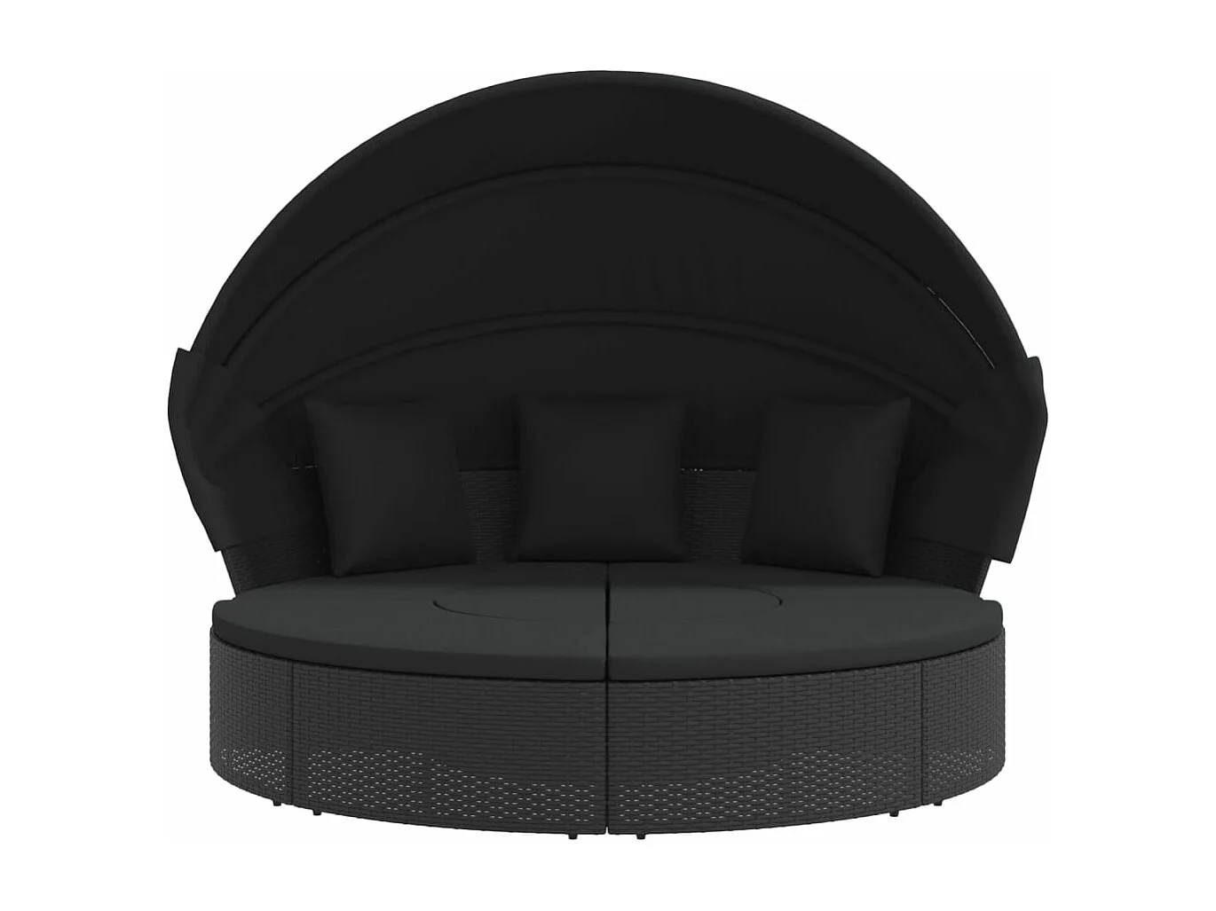 Daybed da esterno con baldacchino e cuscini in resina intrecciata