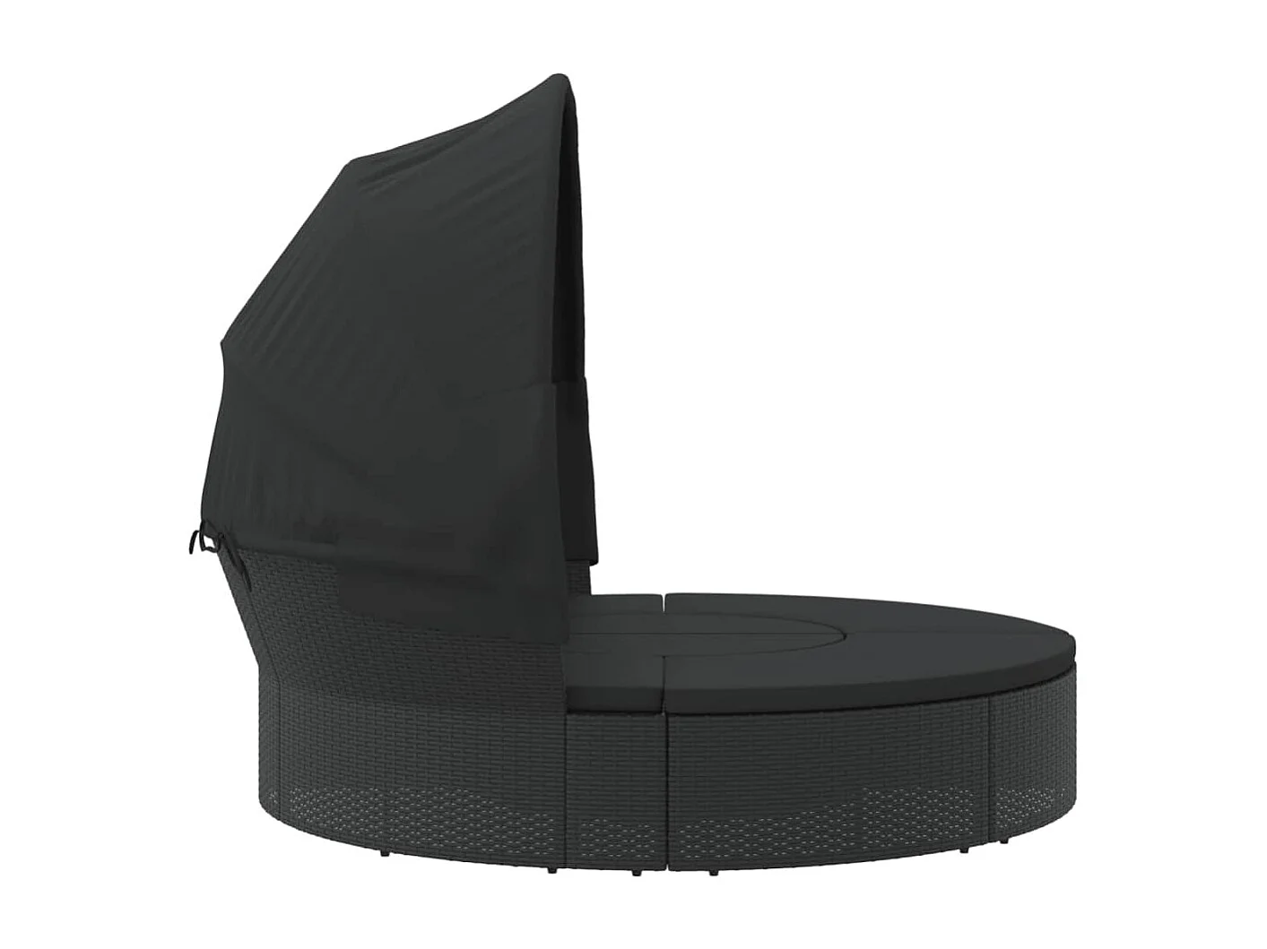 Daybed da esterno con baldacchino e cuscini in resina intrecciata