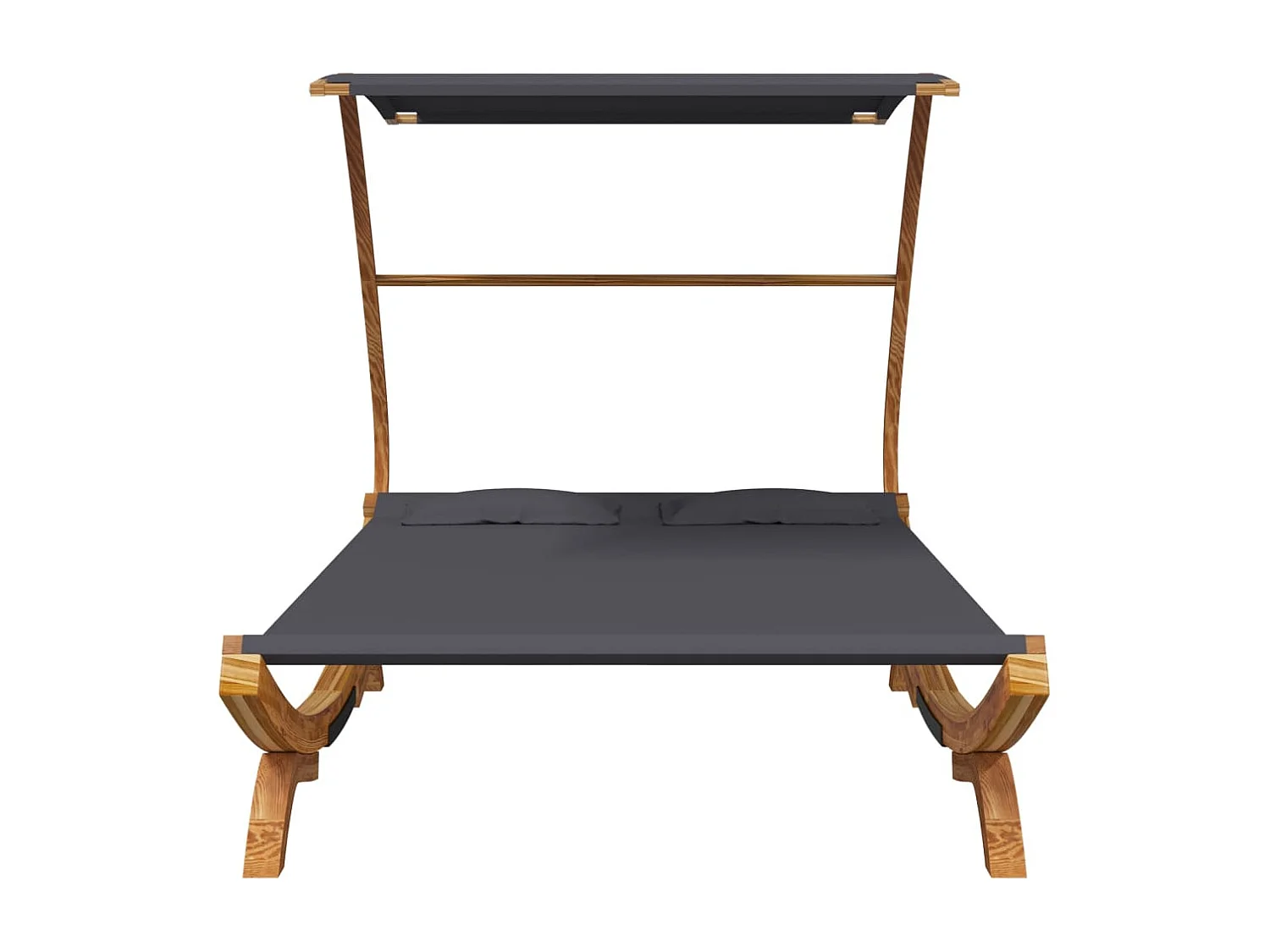 Lit repos et auvent 165x203x138cm Bois courbé massif Anthracite