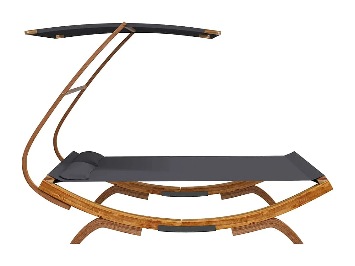 Lit repos et auvent 165x203x138cm Bois courbé massif Anthracite