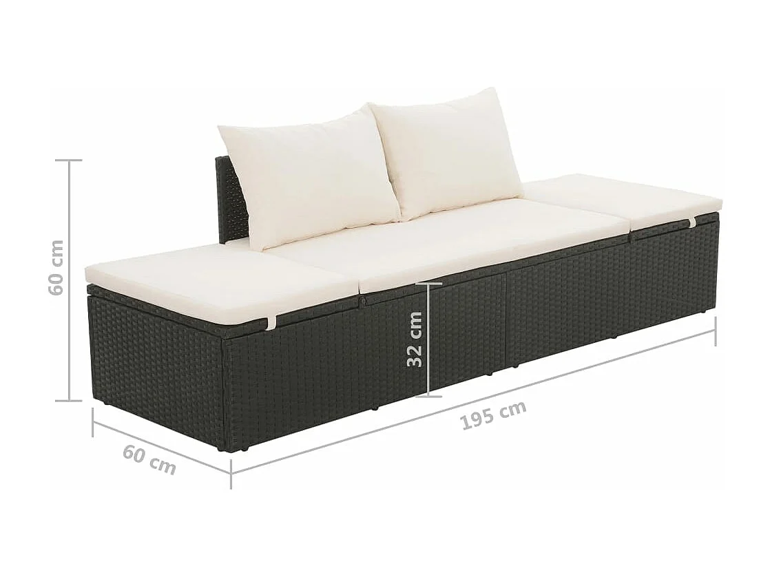 Canteiro de jardim preto 195x60 cm vime resinado