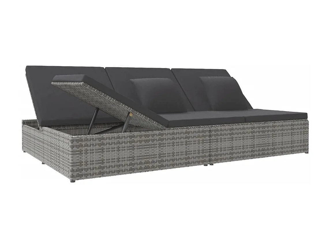 Sdraio trasformabile con cuscino Resina intrecciata Grigio scuro