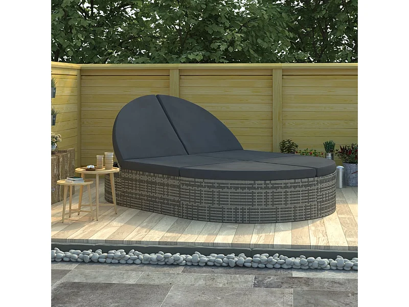 Poltrona lounge a 2 posti con cuscini Resina midollino Grigio