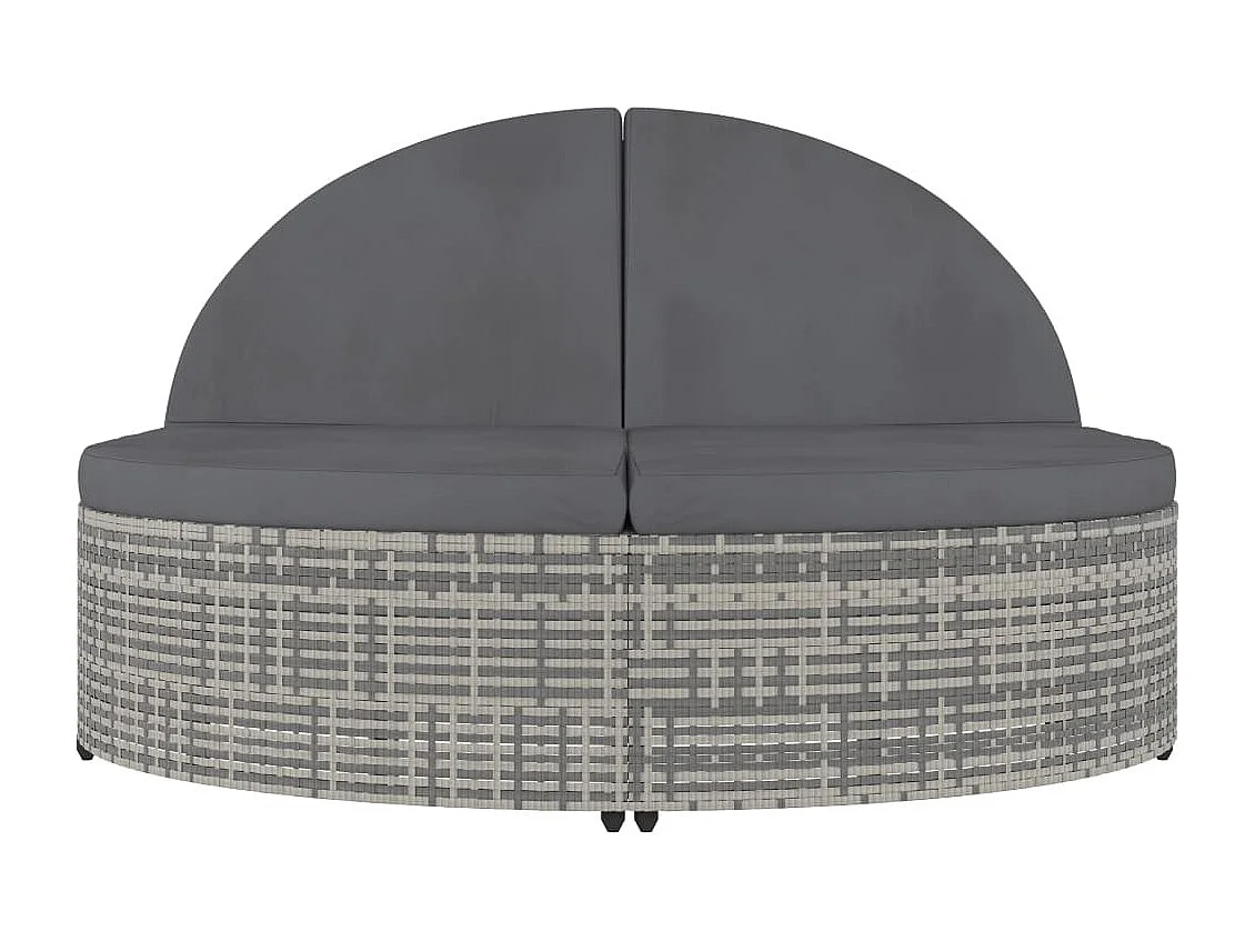 Chaise longue à 2 places avec coussins Résine tressée Gris