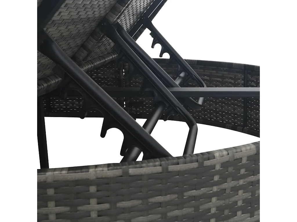 Chaise longue à 2 places avec coussins Résine tressée Gris