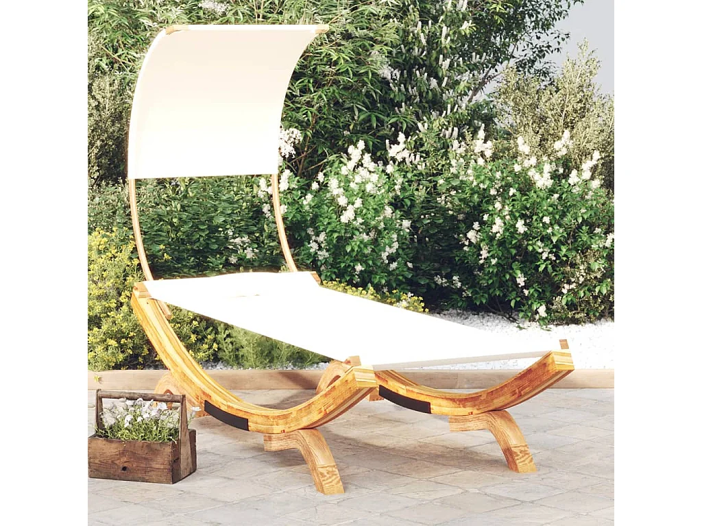 Dormeuse con baldacchino 100x200x126 cm Legno massello curvato Crema