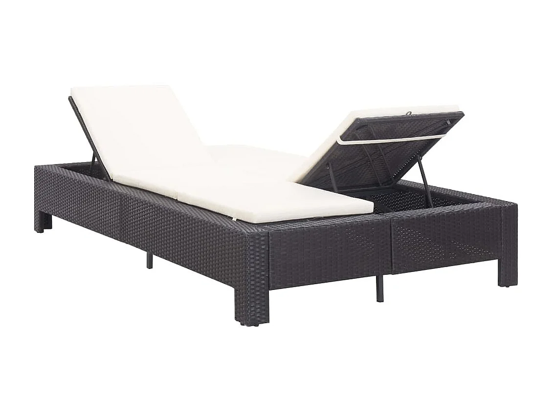 Tumbona 2 plazas con cojín Mimbre Resina Negro