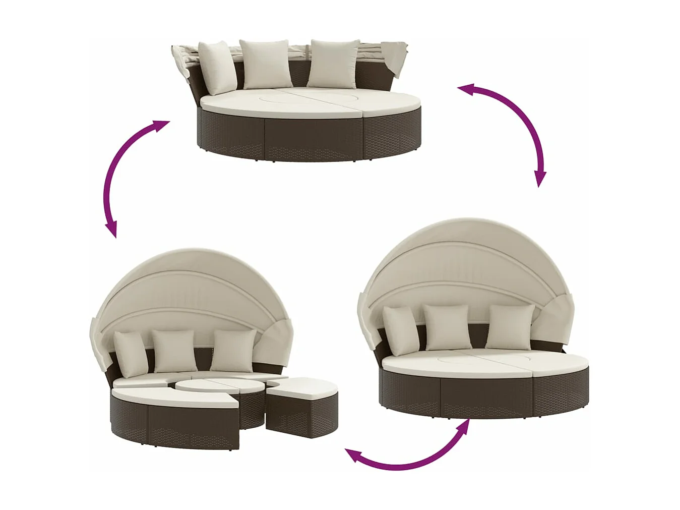 Outdoor-Tagesbett mit Baldachin und gewebten Harzkissen