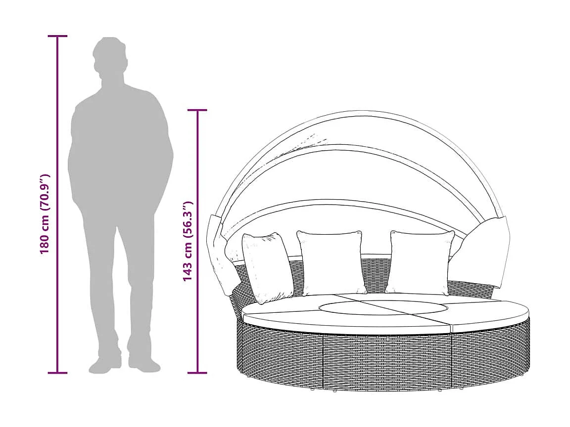 Outdoor-Tagesbett mit Baldachin und gewebten Harzkissen
