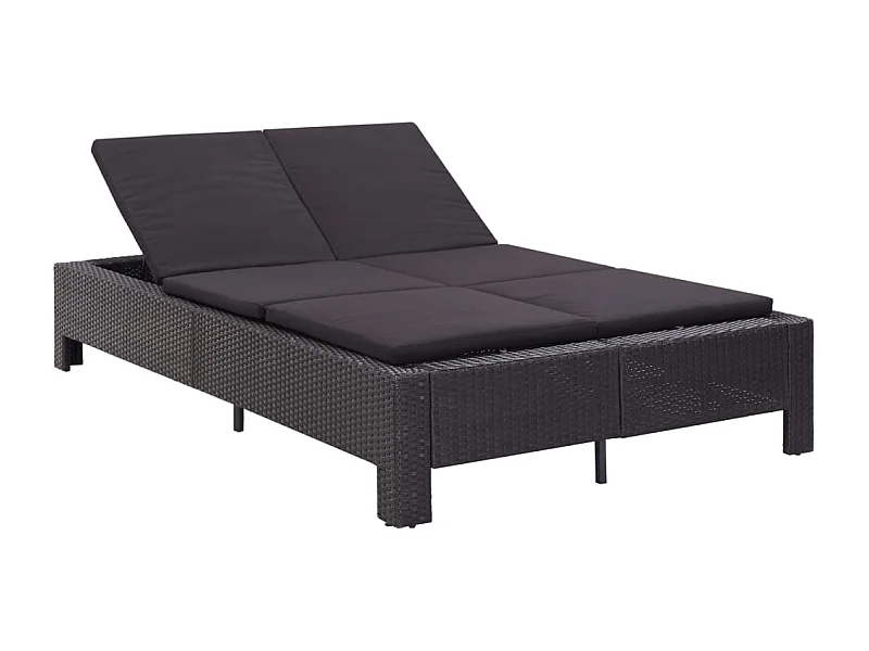 Tumbona 2 plazas con cojín Mimbre Resina Negro