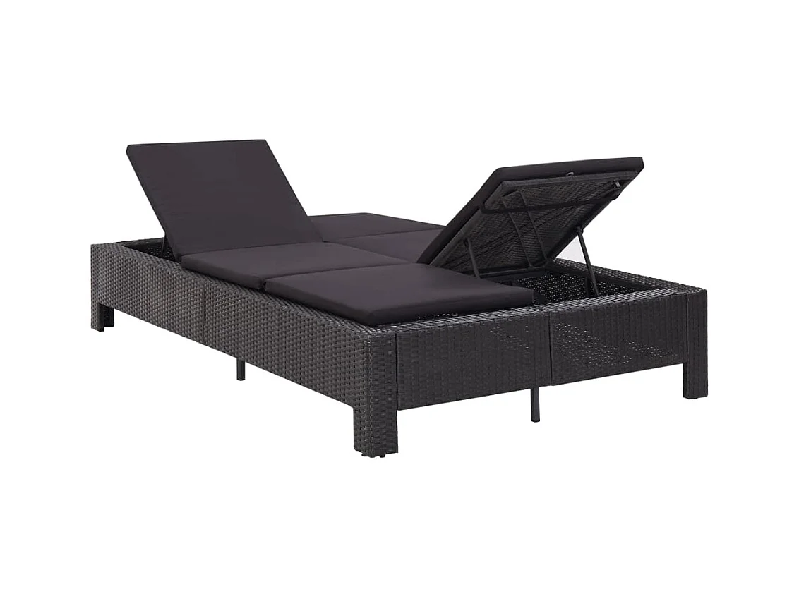 Transat à 2 places avec coussin Noir Résine tressée