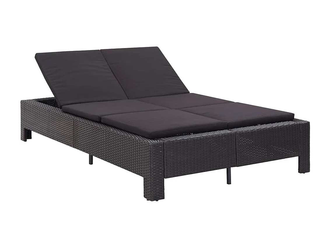 Transat à 2 places avec coussin Noir Résine tressée