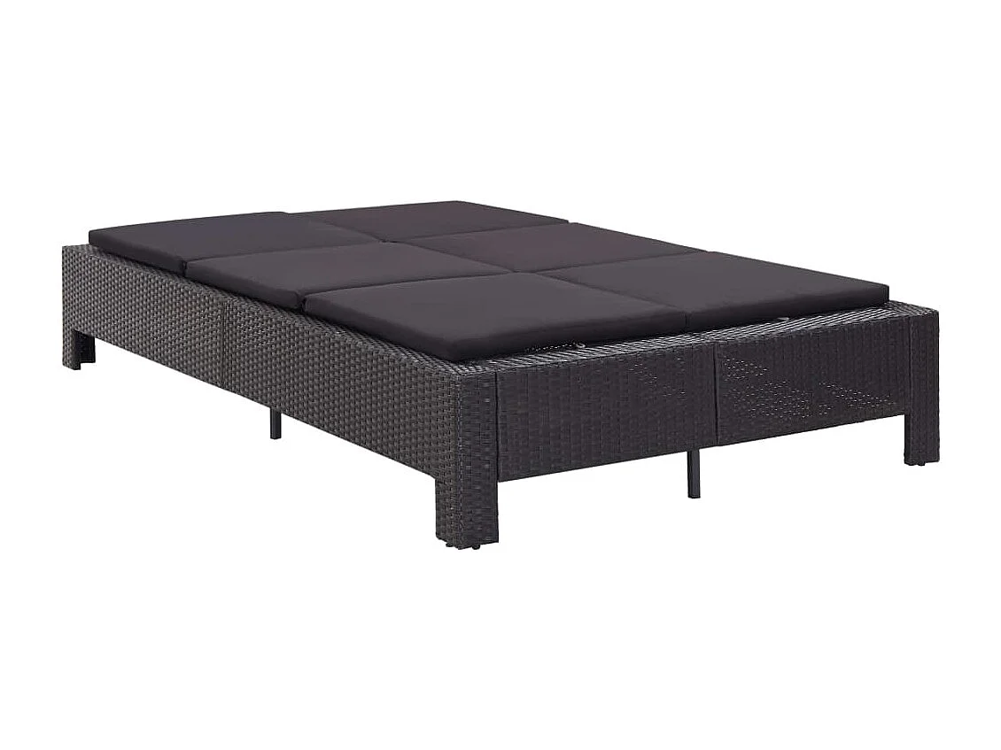 Transat à 2 places avec coussin Noir Résine tressée