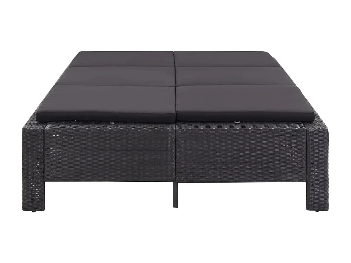 Transat à 2 places avec coussin Noir Résine tressée