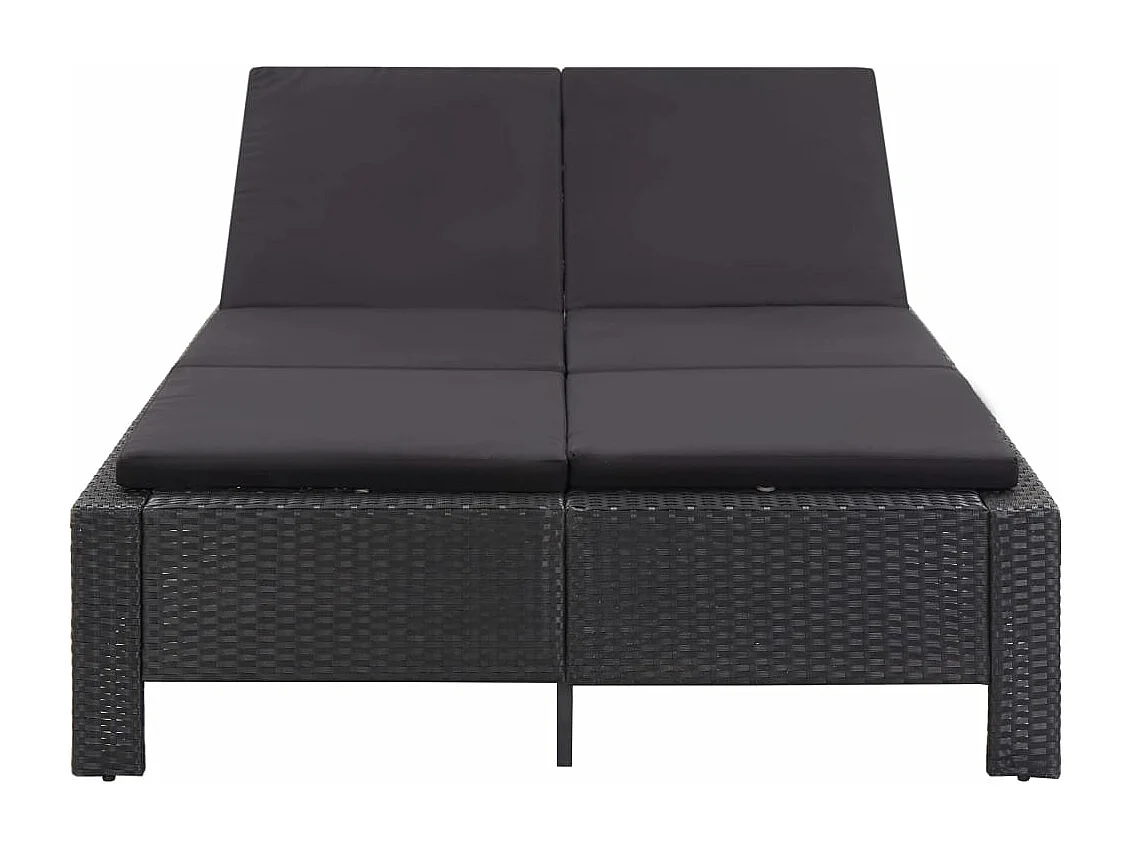 Transat à 2 places avec coussin Noir Résine tressée