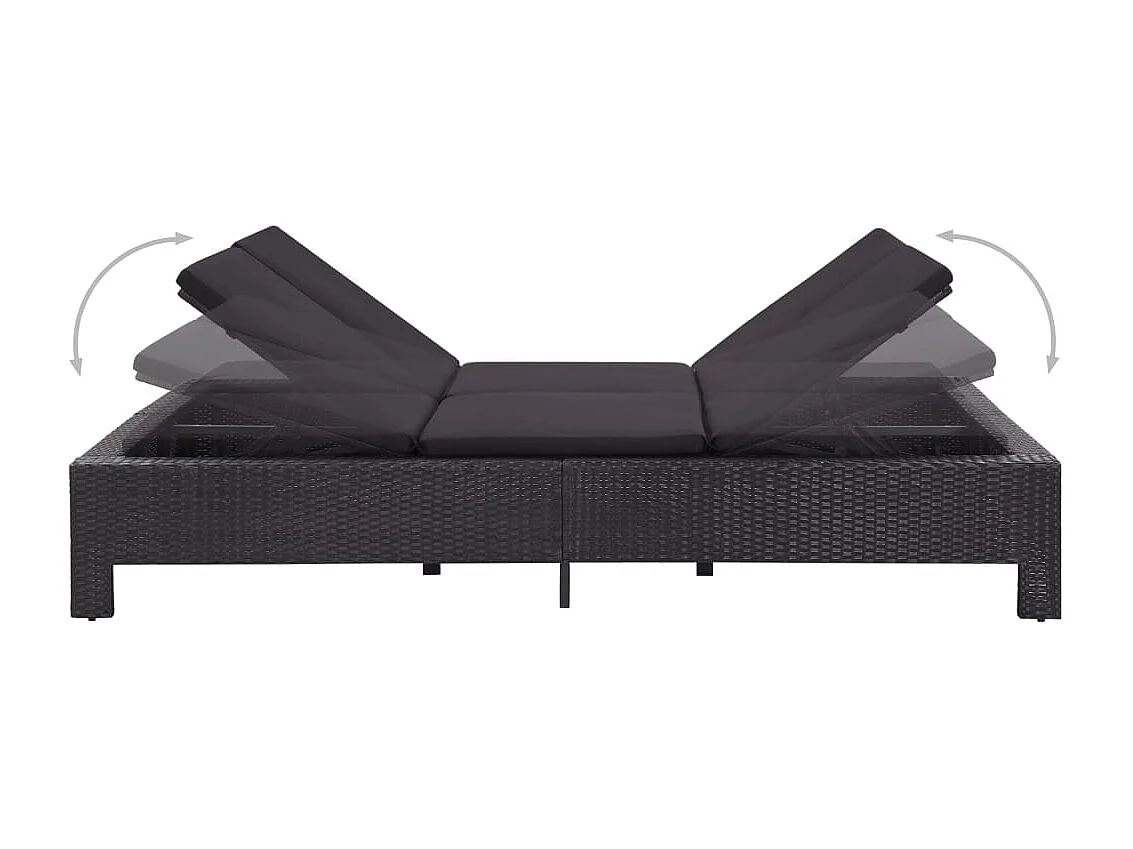 Transat à 2 places avec coussin Noir Résine tressée