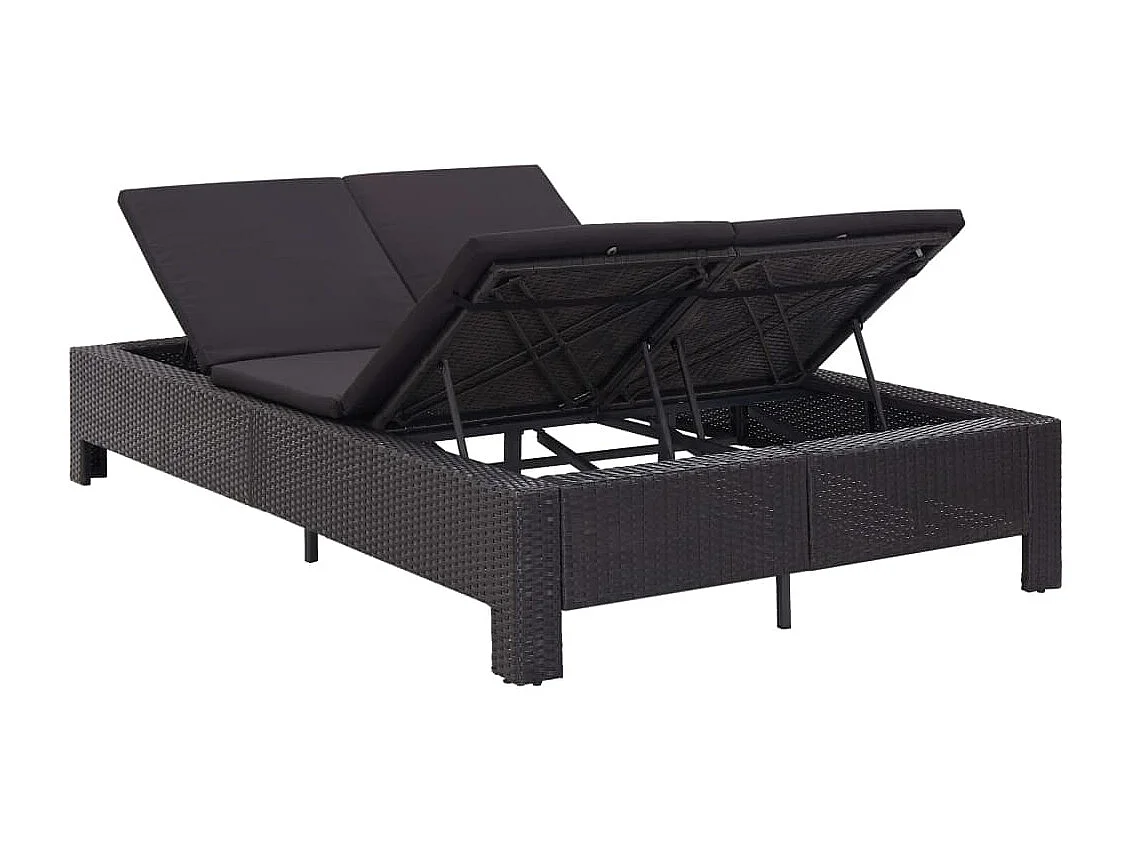 Transat à 2 places avec coussin Noir Résine tressée