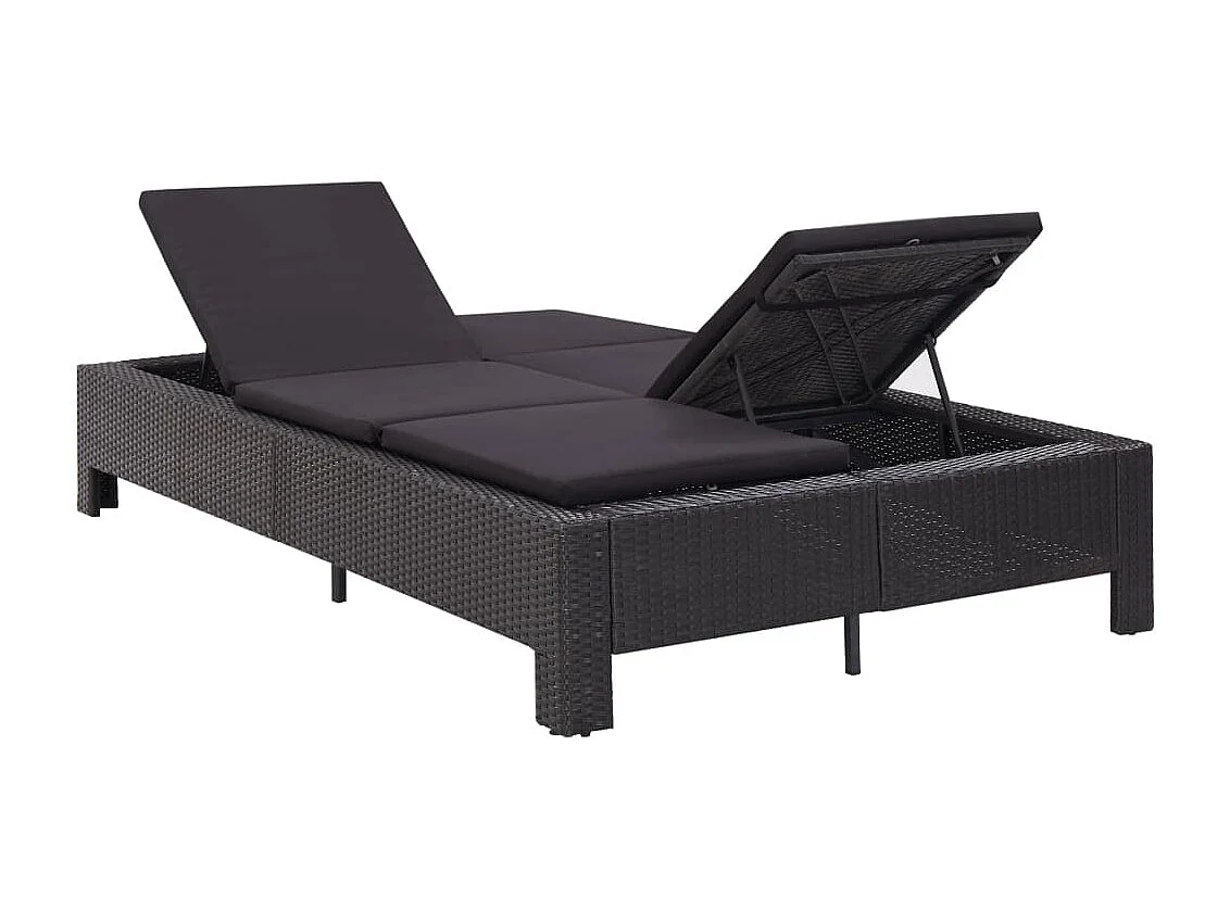 Transat à 2 places avec coussin Noir Résine tressée