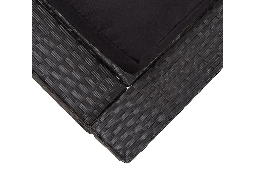 Transat à 2 places avec coussin Noir Résine tressée