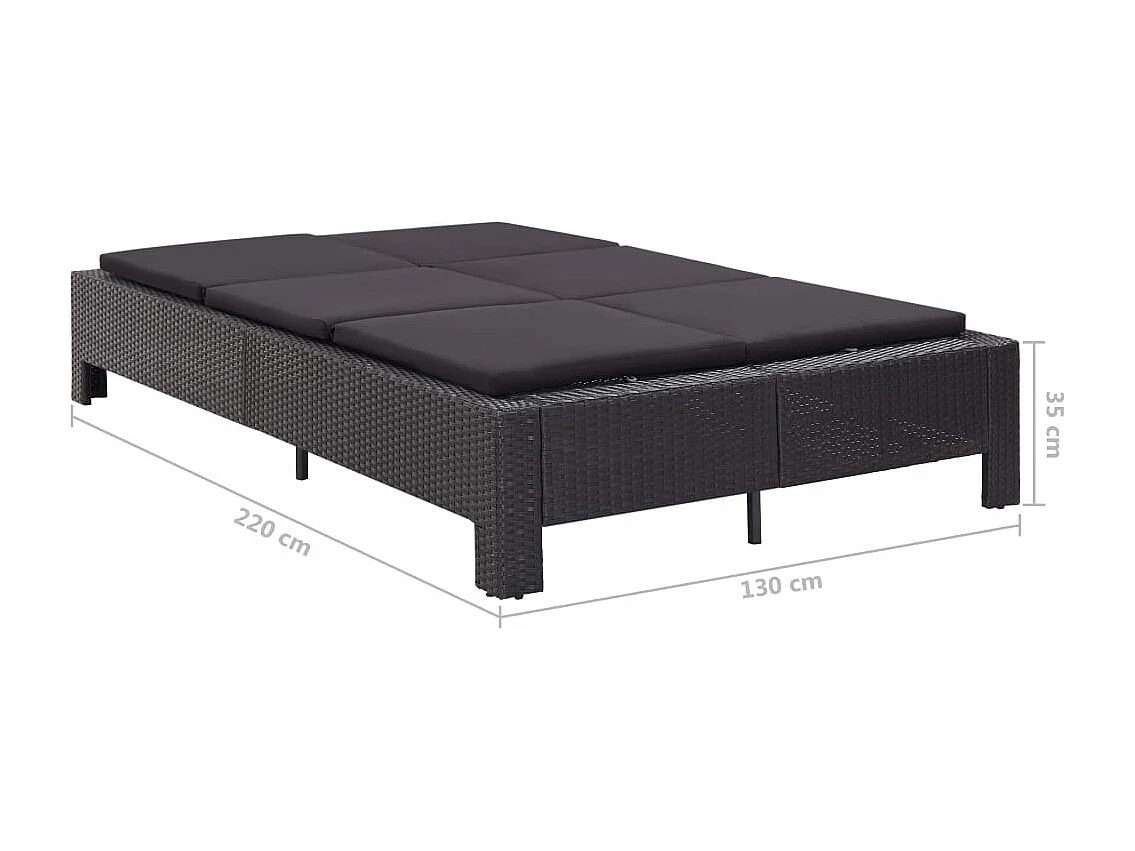 Transat à 2 places avec coussin Noir Résine tressée