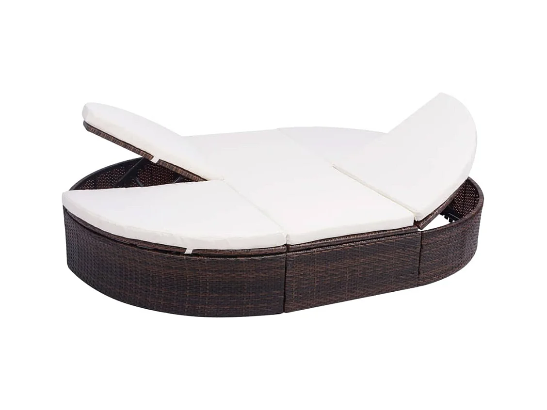 Lit de repos d'extérieur avec coussin Résine tressée Marron