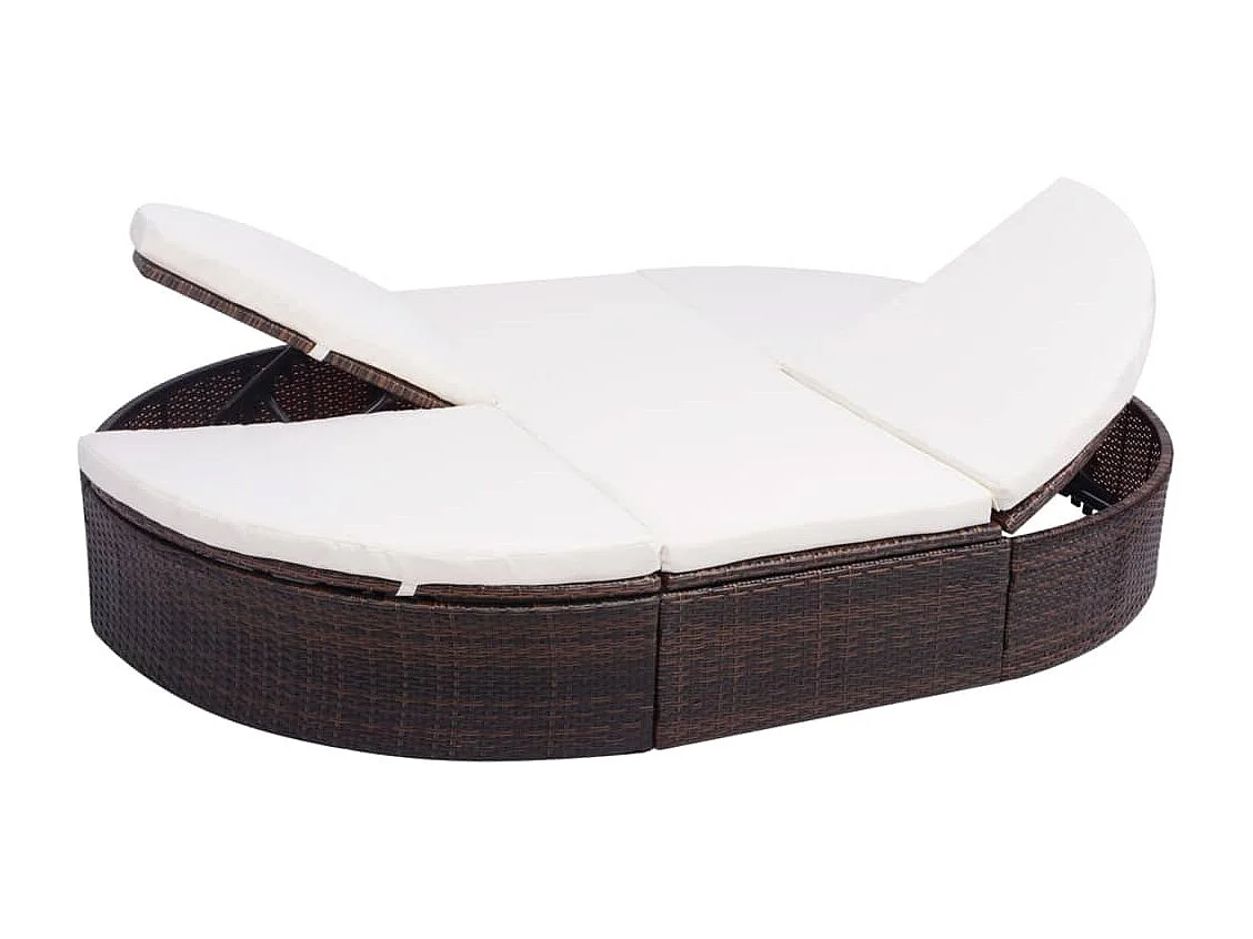 Lit de repos d'extérieur avec coussin Résine tressée Marron