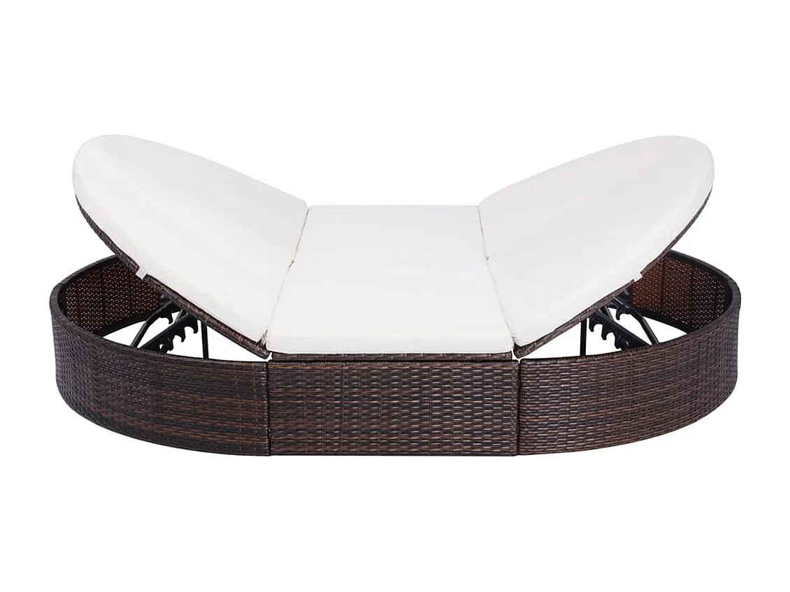 Lit de repos d'extérieur avec coussin Résine tressée Marron