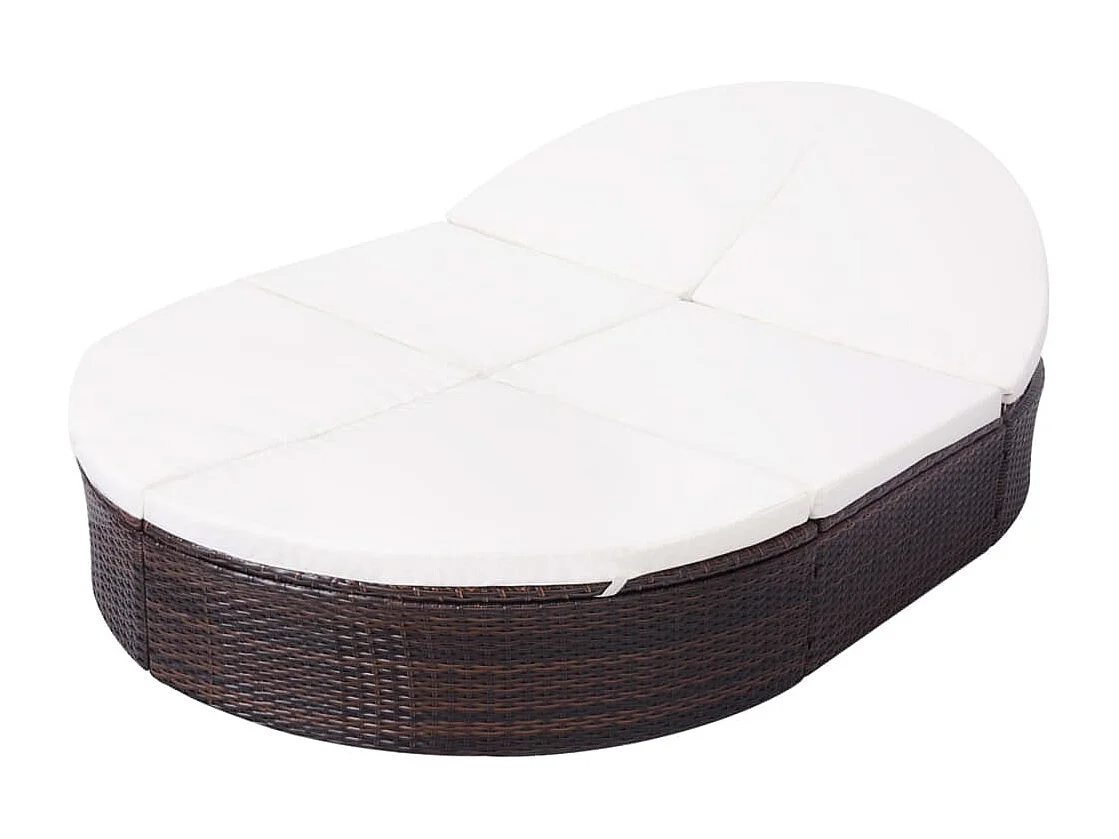 Lit de repos d'extérieur avec coussin Résine tressée Marron