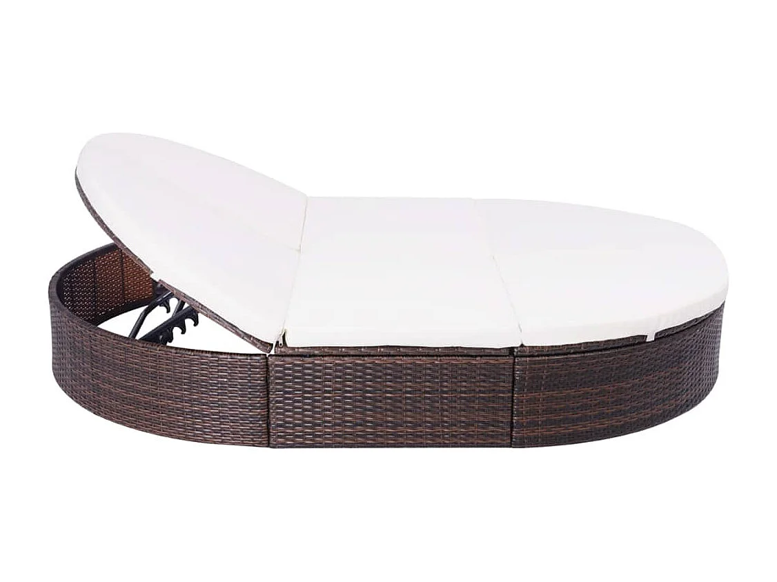 Lit de repos d'extérieur avec coussin Résine tressée Marron