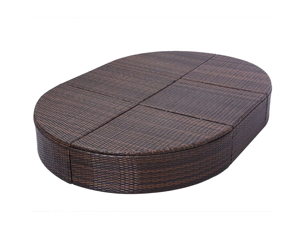 Lit de repos d'extérieur avec coussin Résine tressée Marron