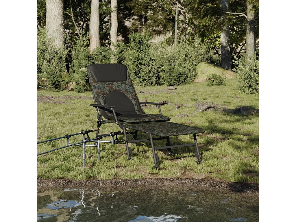 Faltbare Angelliege in Tarnfarben mit verstellbaren Schlammbeinen