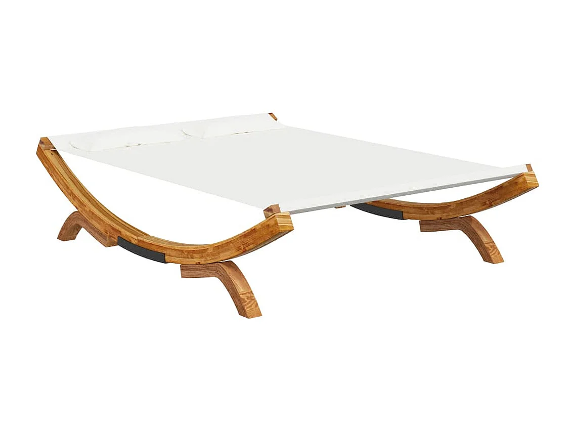 Tagesbett für den Außenbereich, 165 x 188,5 x 46 cm, massives Bugholz, cremefarben