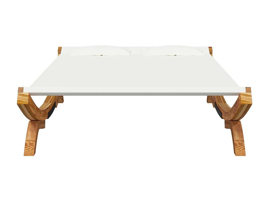 Tagesbett für den Außenbereich, 165 x 188,5 x 46 cm, massives Bugholz, cremefarben