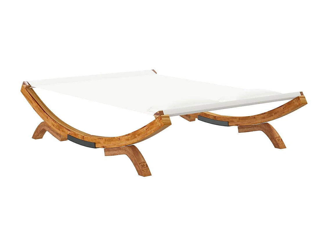 Tagesbett für den Außenbereich, 165 x 188,5 x 46 cm, massives Bugholz, cremefarben