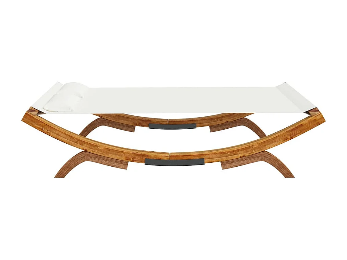 Tagesbett für den Außenbereich, 165 x 188,5 x 46 cm, massives Bugholz, cremefarben