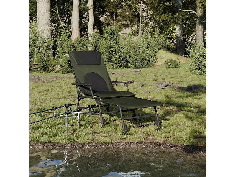 Angel-Liegestuhl mit verstellbaren Schlammbeinen, klappbar, grün
