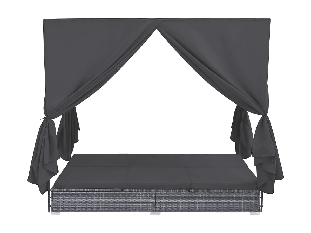 Poltroncina da esterno con tende In resina midollino Grigio