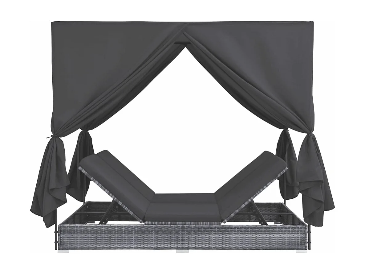 Poltroncina da esterno con tende In resina midollino Grigio