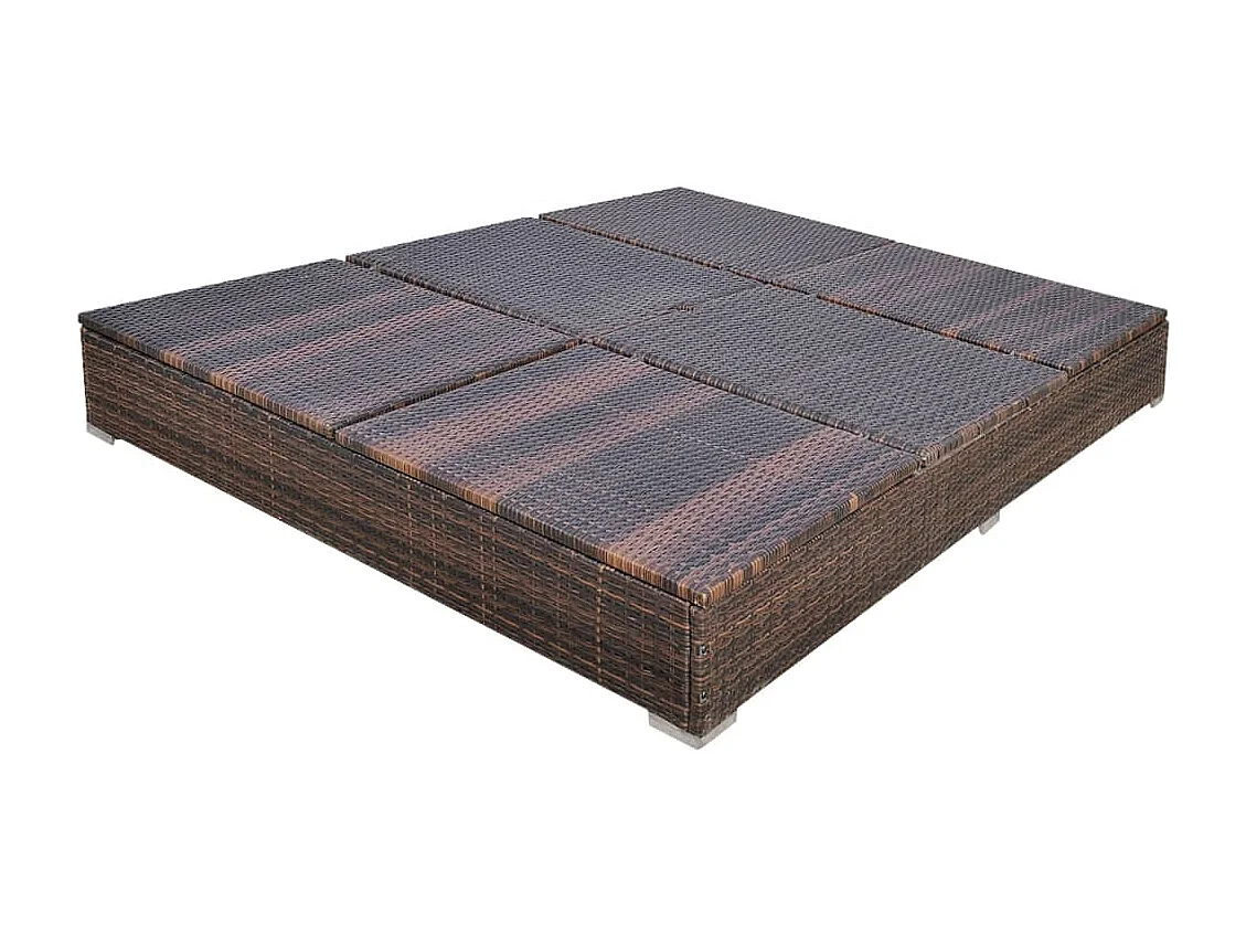 Poltroncina da esterno con ombrellone in resina intrecciata Marrone