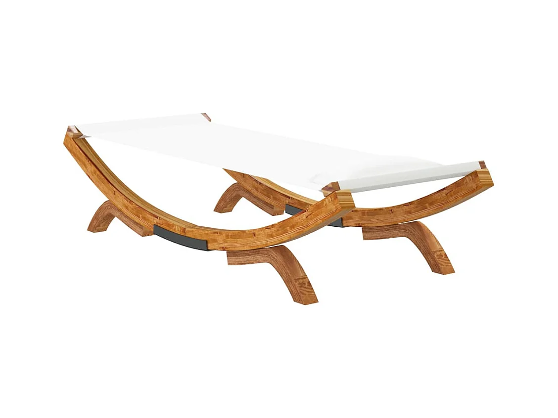 Espreguiçadeira de exterior 100x188,5x44 cm Madeira maciça curvada Creme