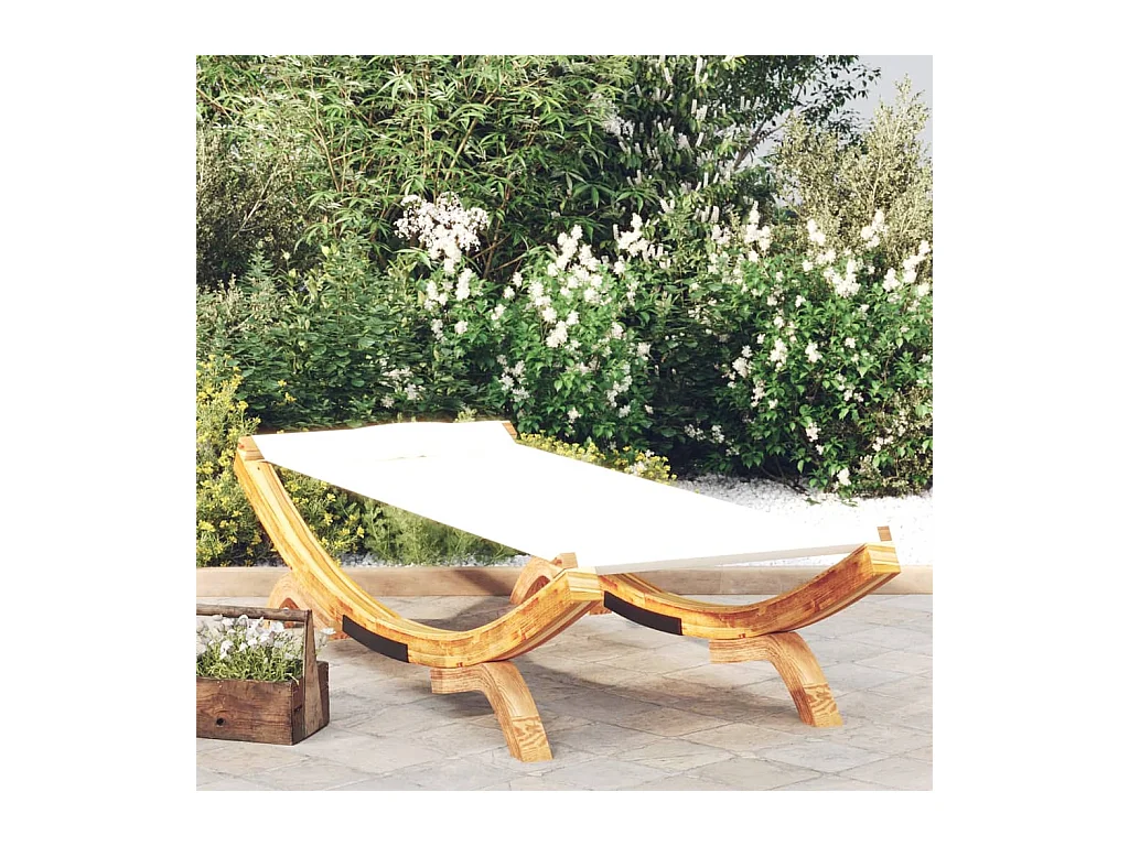 Lit de repos extérieur 100x188,5x44 cm Bois courbé massif Crème