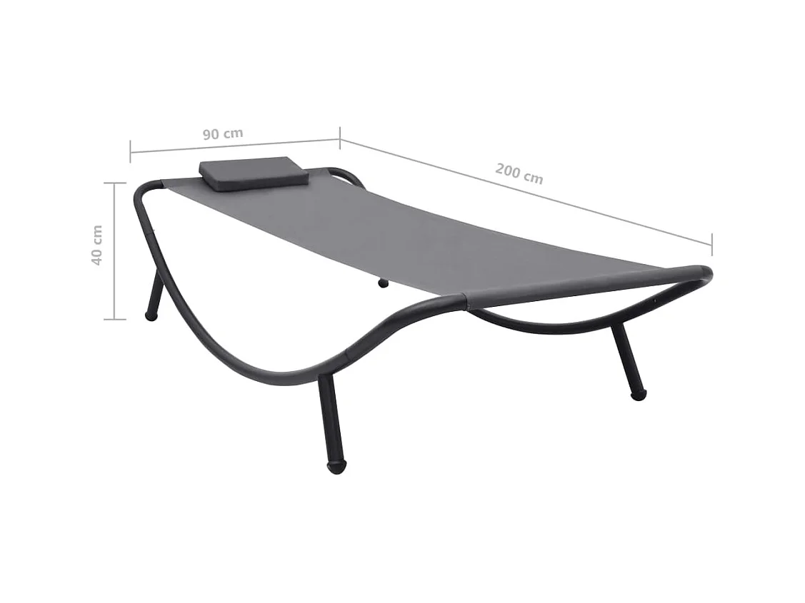 Letto da giardino Grigio 200x90 cm Acciaio