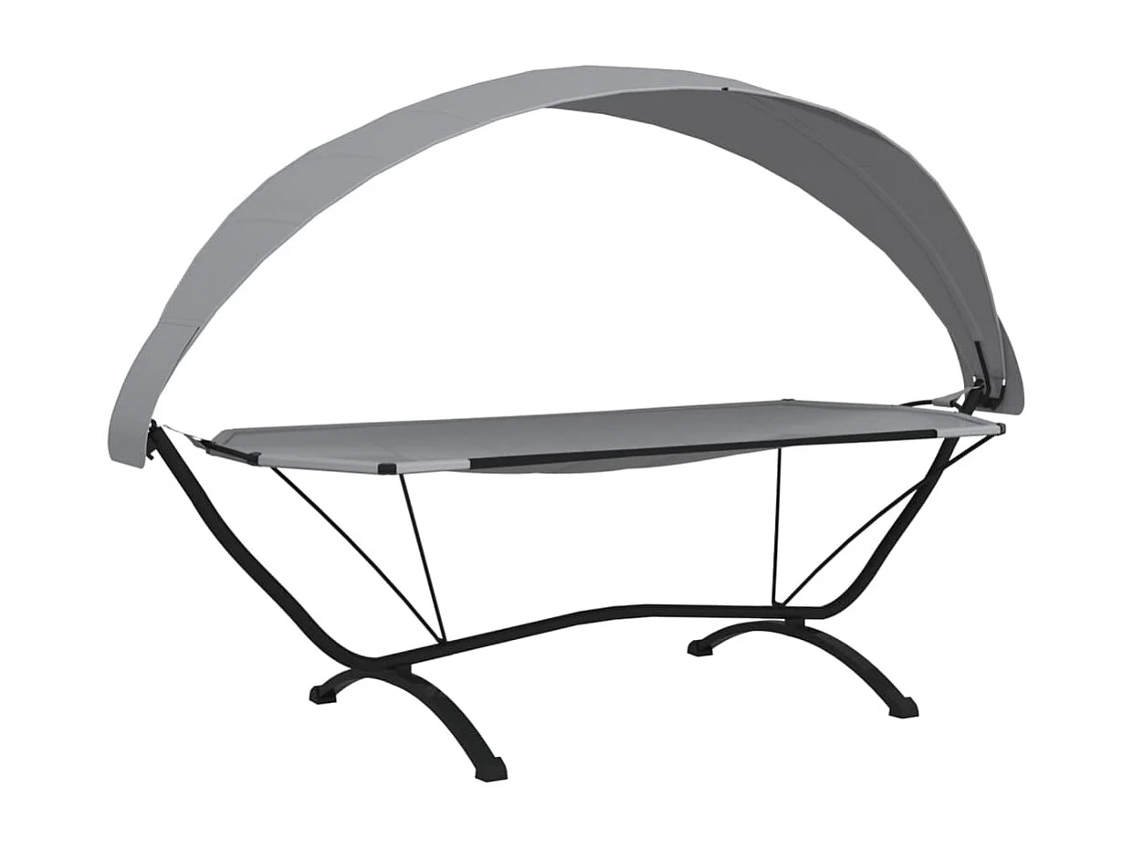 Lettino da esterno con baldacchino Steel Grey e tessuto Oxford