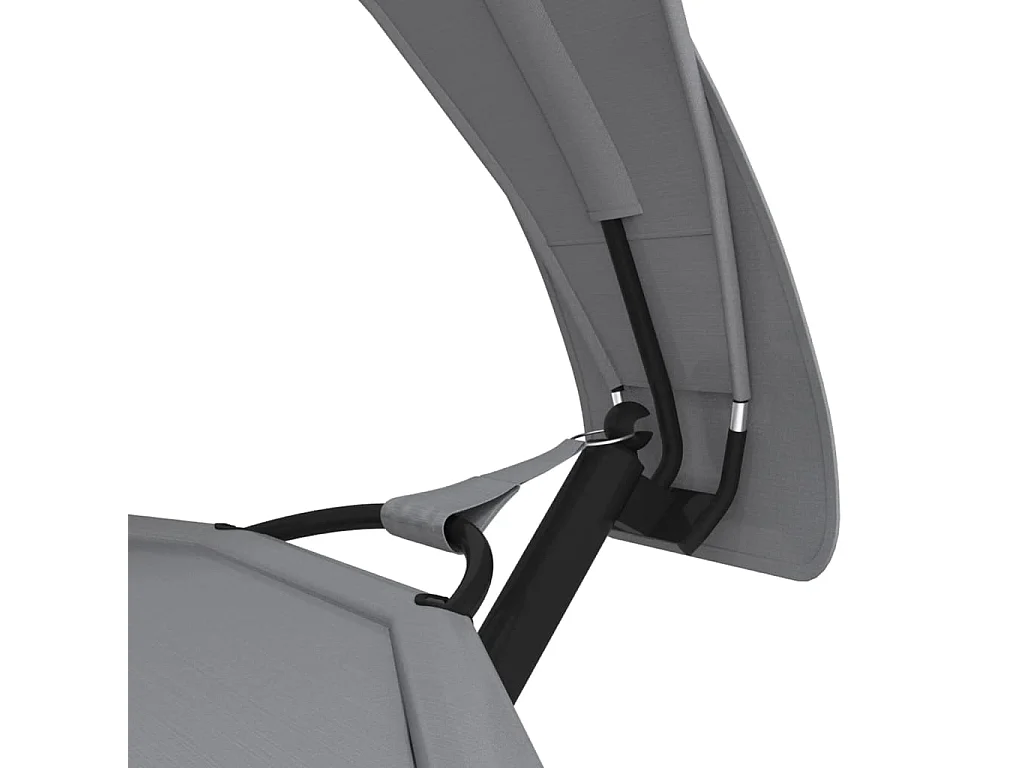 Lettino da esterno con baldacchino Steel Grey e tessuto Oxford