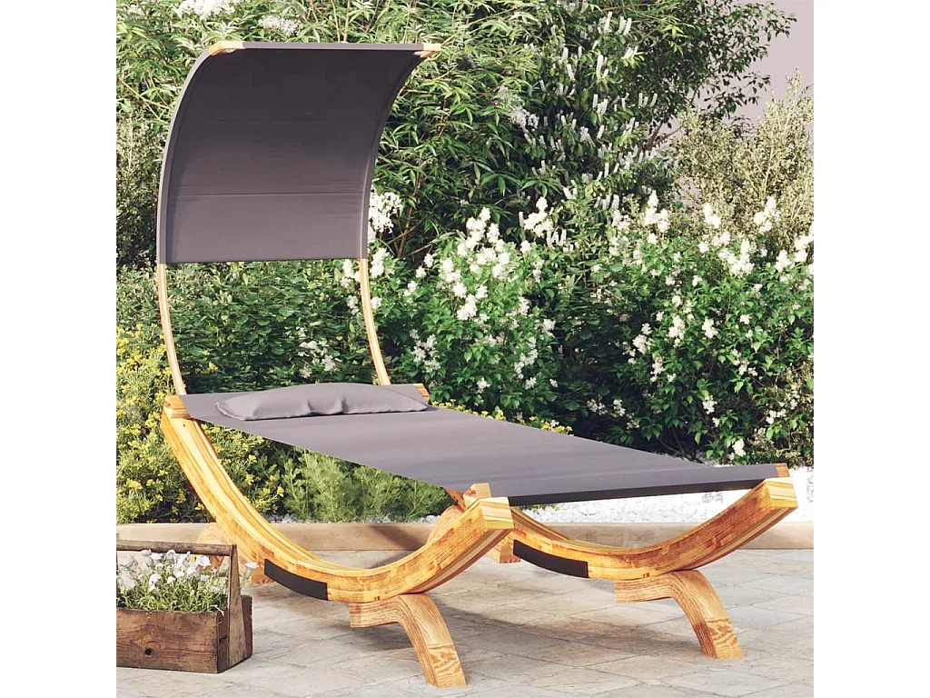 Lit repos et auvent 100x200x126 cm Bois courbé Anthracite